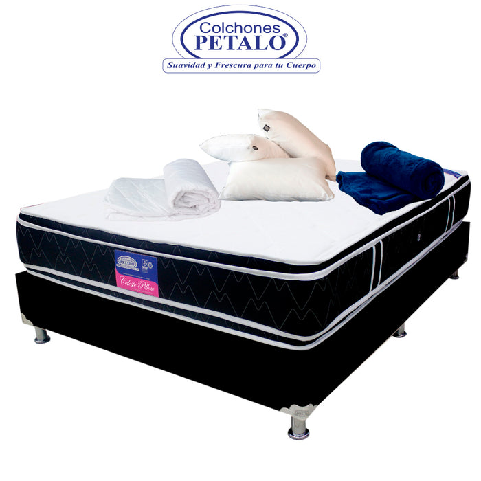 Combo celeste doble pillow + base cama 100x190 cm