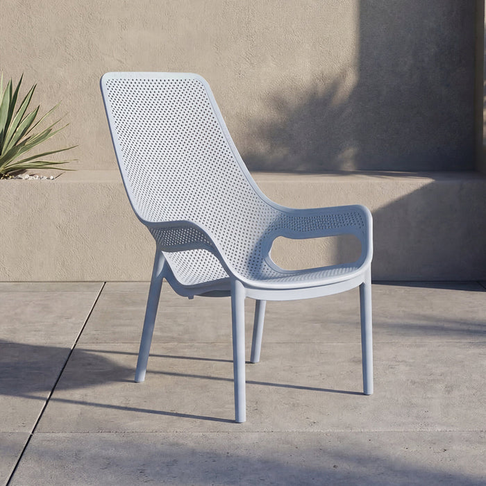 Silla Launge Mayorca, Azul Claro, con espaldar y reposa brazos