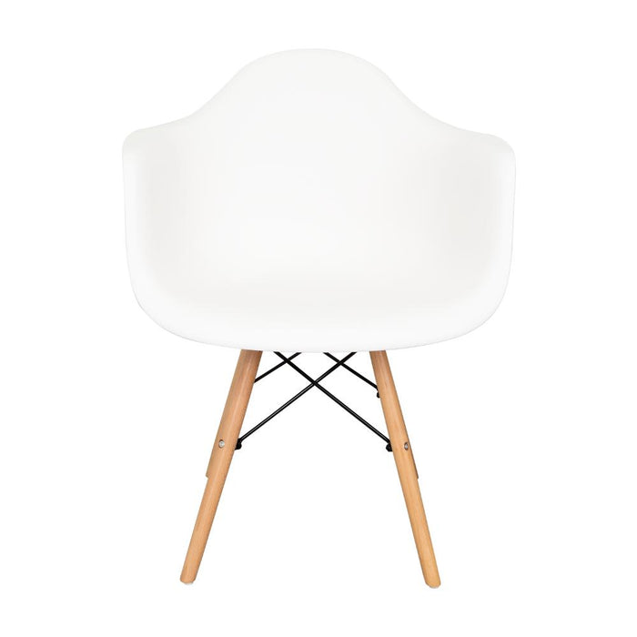 Silla Eymos, Color Blanco, Con espaldar y Patas En Madera