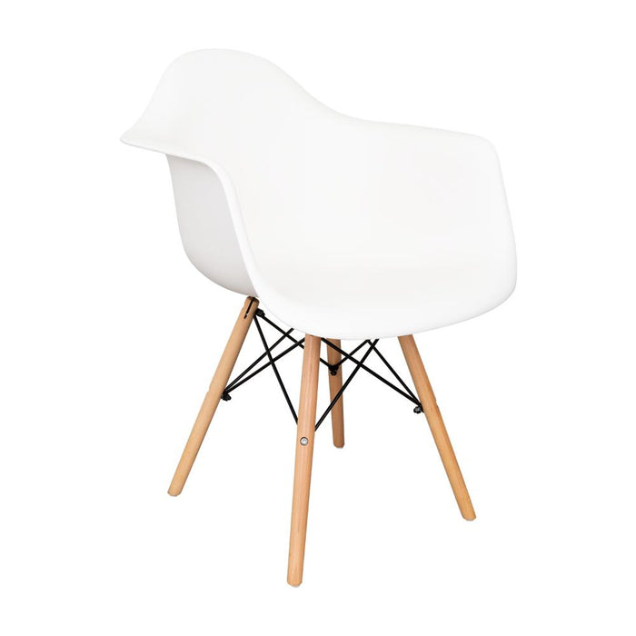 Silla Eymos, Color Blanco, Con espaldar y Patas En Madera