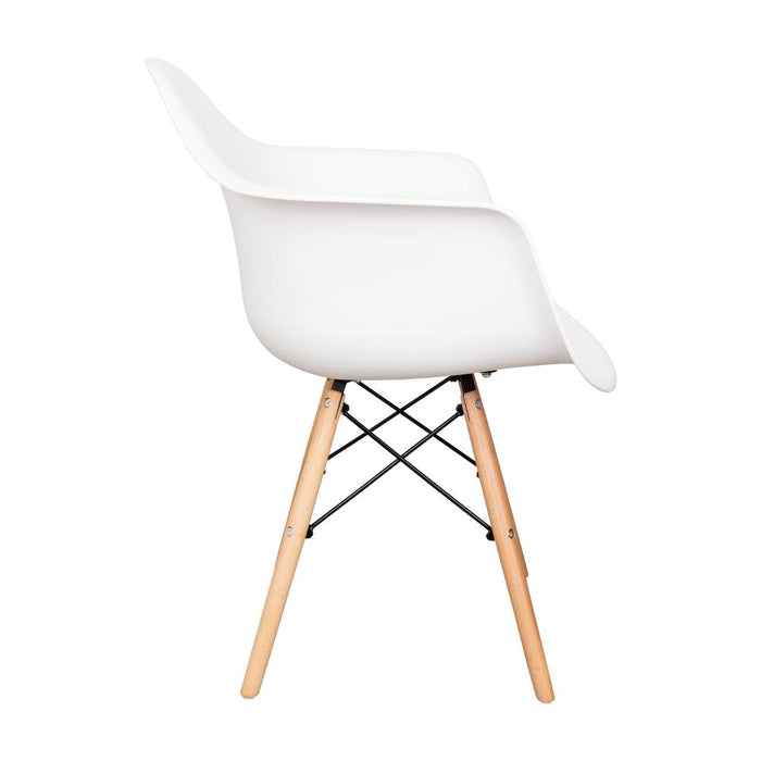 Silla Eymos, Color Blanco, Con espaldar y Patas En Madera