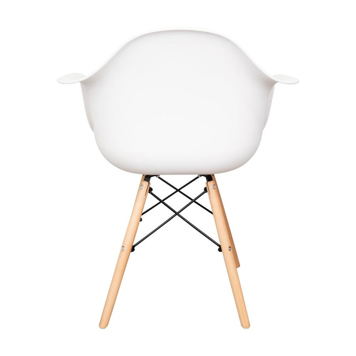 Silla Eymos, Color Blanco, Con espaldar y Patas En Madera