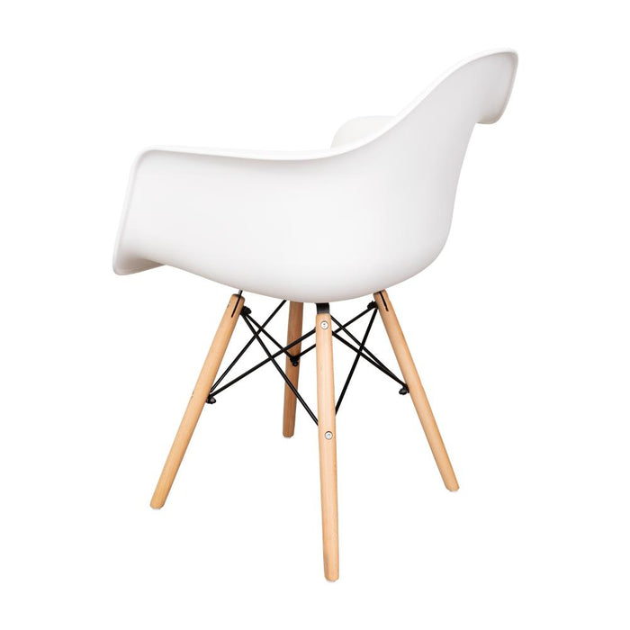 Silla Eymos, Color Blanco, Con espaldar y Patas En Madera