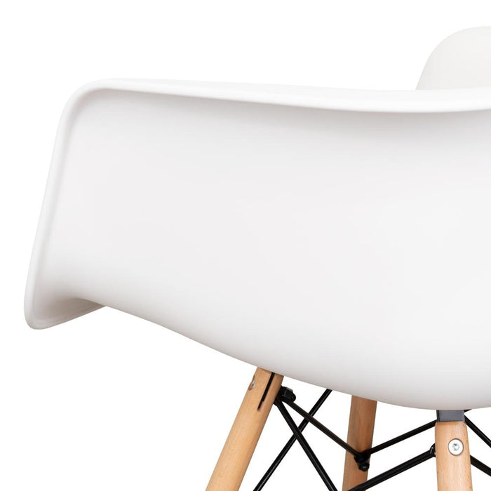 Silla Eymos, Color Blanco, Con espaldar y Patas En Madera