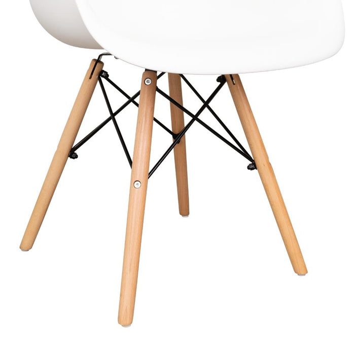 Silla Eymos, Color Blanco, Con espaldar y Patas En Madera
