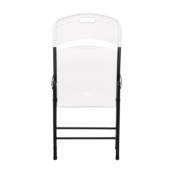Silla Plegable Dako, Blanco, espaldar y asiento en material plastico y patas metálicas