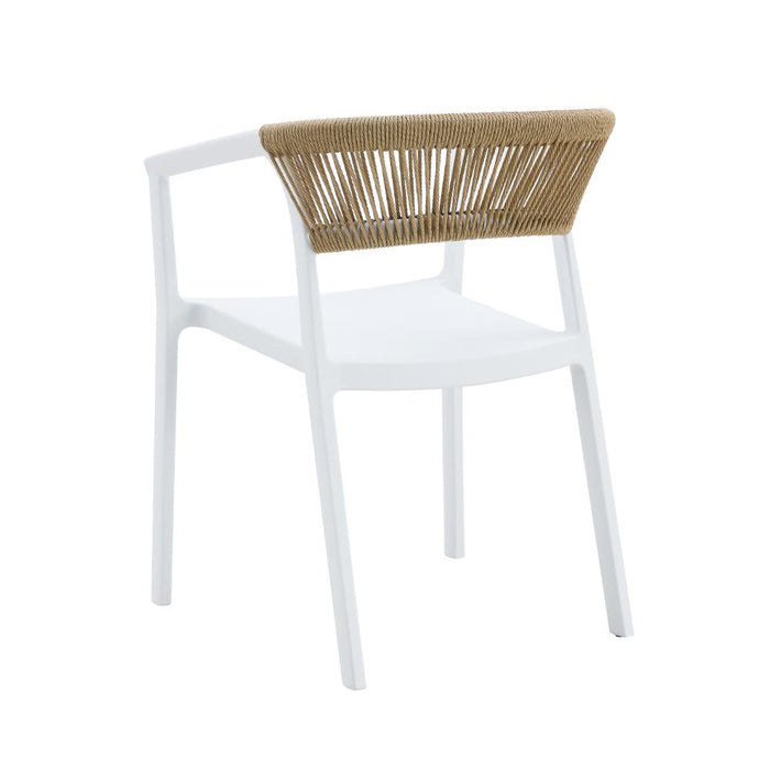 Silla Balí, Blanco, con Espaldar en Cuerdas y Diseño Moderno