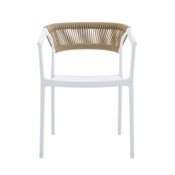 Silla Balí, Blanco, con Espaldar en Cuerdas y Diseño Moderno