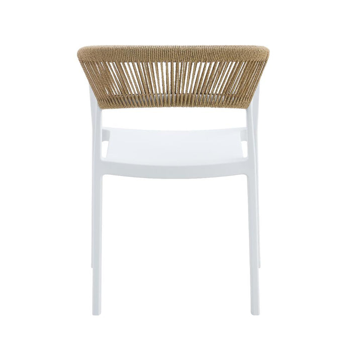 Silla Balí, Blanco, con Espaldar en Cuerdas y Diseño Moderno