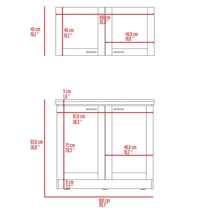 Cocina Integral Toronto, Blanco, Incluye Mesón Izquierdo ZF
