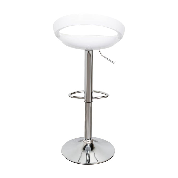 Silla Bar Turón, Blanco,  base metal cromado