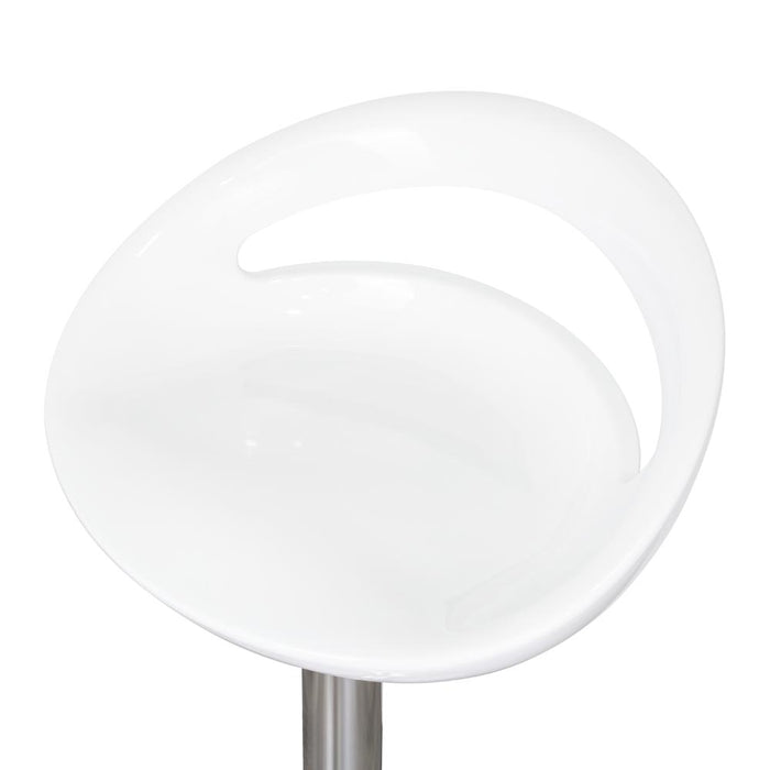 Silla Bar Turón, Blanco,  base metal cromado