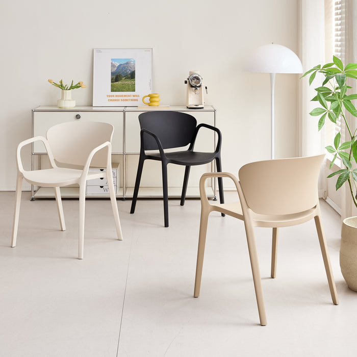 Silla con Brazos California, Taupe Claro, con Espaldar y Diseño Minimalista