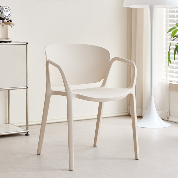 Silla con Brazos California, Taupe Claro, con Espaldar y Diseño Minimalista