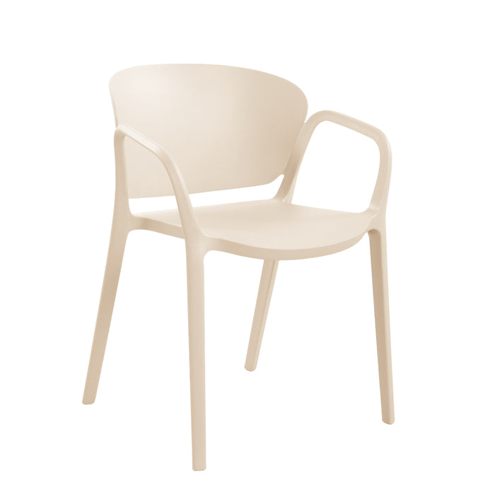 Silla con Brazos California, Taupe Claro, con Espaldar y Diseño Minimalista