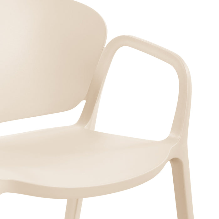 Silla con Brazos California, Taupe Claro, con Espaldar y Diseño Minimalista