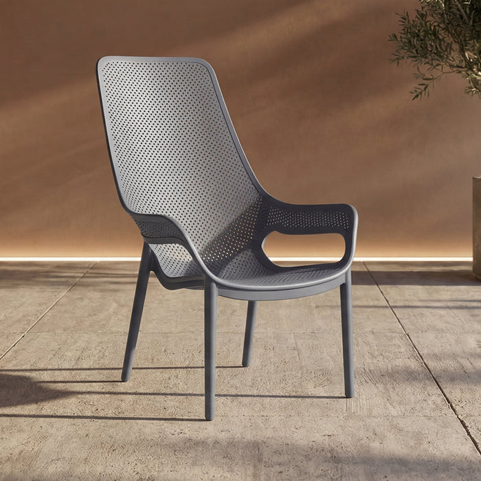 Silla Launge Mayorca, Gris Oscuro, con espaldar y reposa brazos