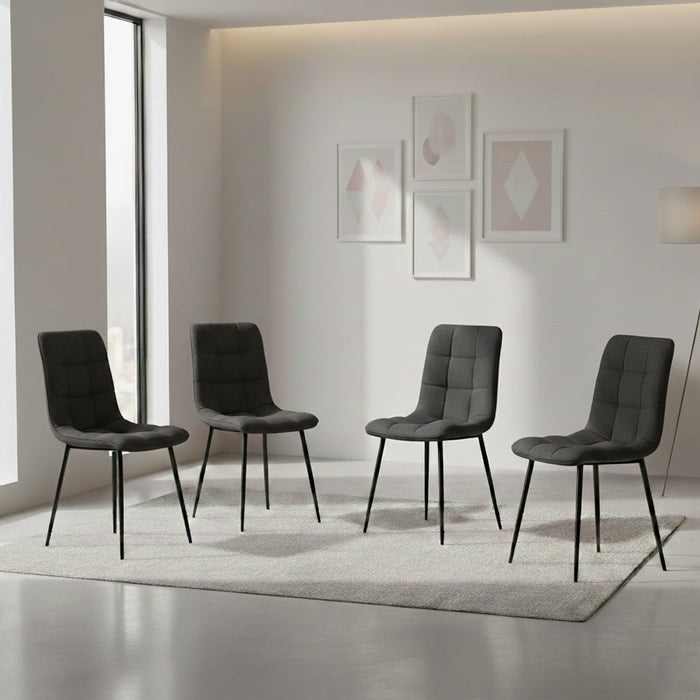 Set de 4 Sillas Flex, Color Negro, Con espaldar y diseño Moderno