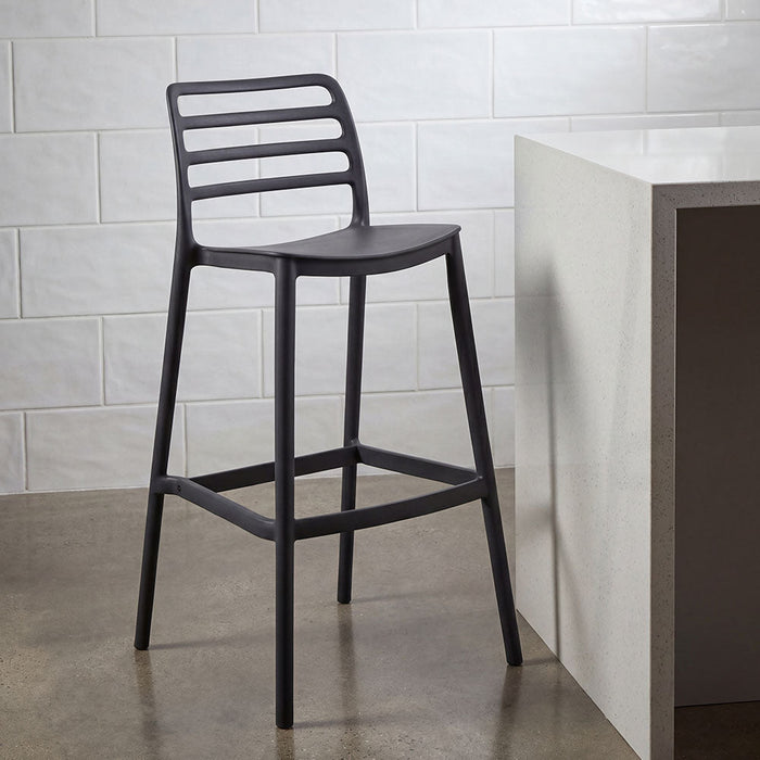 Silla para Bar Palawan, Negro, Con espaldar abierto y diseño minimalista