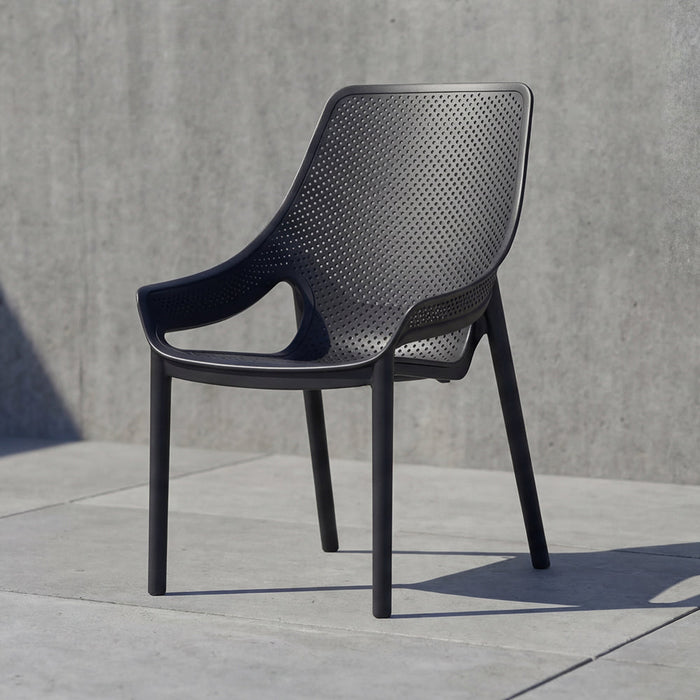 Silla Launge Ibiza, Negro, con espaldar y reposa brazos