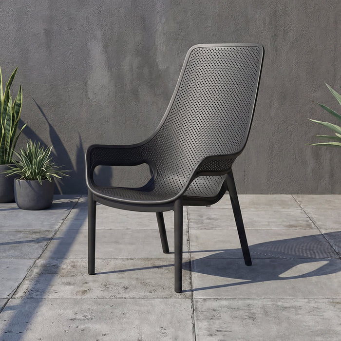 Silla Launge Mayorca, Negro, con espaldar y reposa brazos
