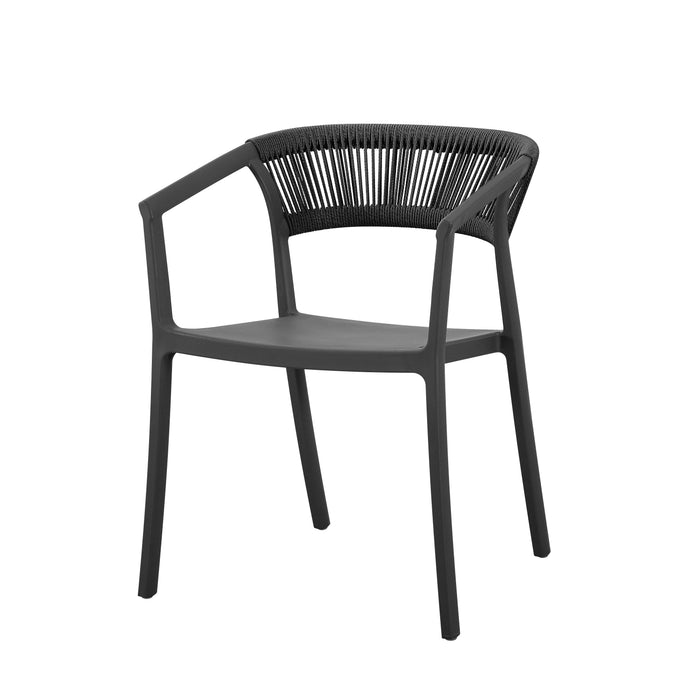 Silla Balí, Negro, con Espaldar en Cuerdas y Diseño Moderno