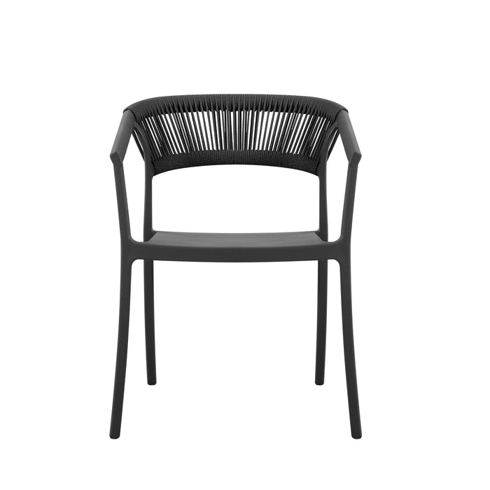 Silla Balí, Negro, con Espaldar en Cuerdas y Diseño Moderno
