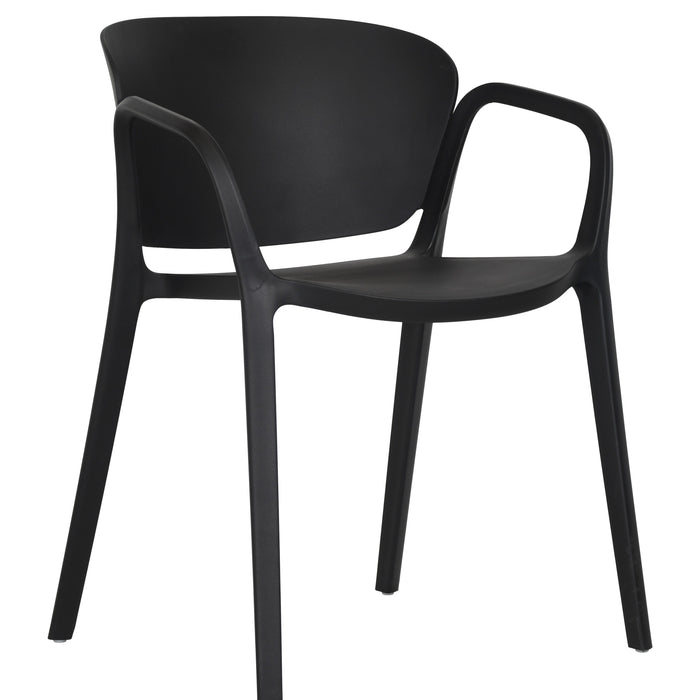 Silla con Brazos California, Negro, con Espaldar y Diseño Minimalista