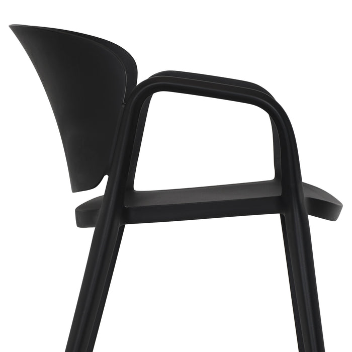 Silla con Brazos California, Negro, con Espaldar y Diseño Minimalista
