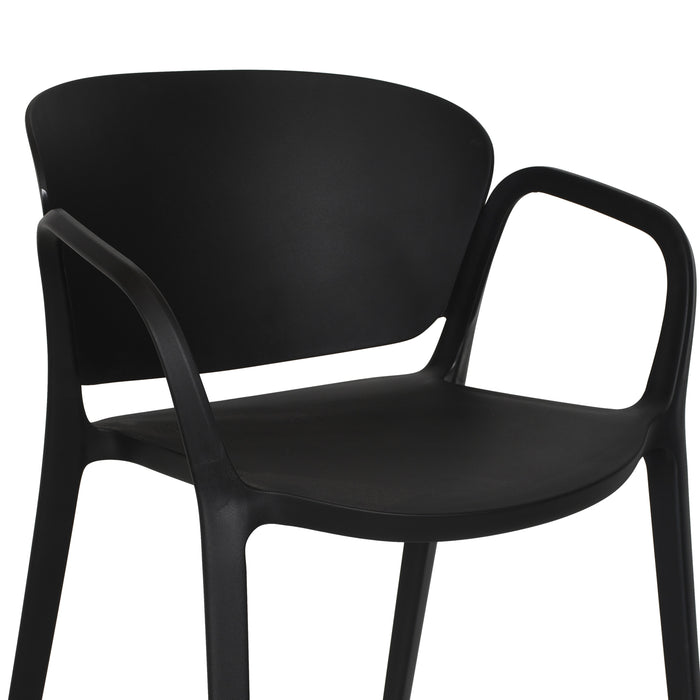 Silla con Brazos California, Negro, con Espaldar y Diseño Minimalista
