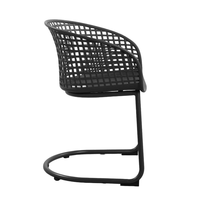 Silla con Brazos Calcuta, Negra, con Patas Metálica