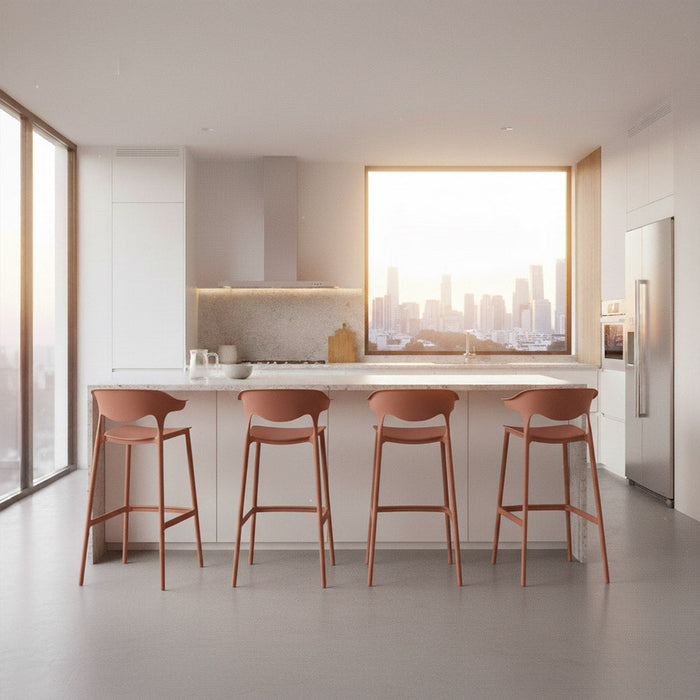 Silla para Bar Elena, Color Terracota, Diseño Moderno