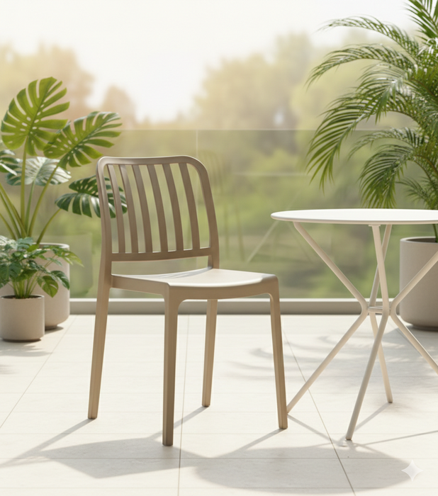 Silla Brooklyn, Taupe , Con Con espaldar en rayas y diseño minimalista