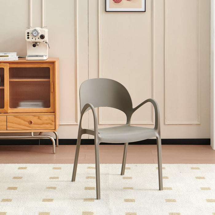Silla Bremen, Taupe, Con espaldar, reposa brazos y diseño minimalista