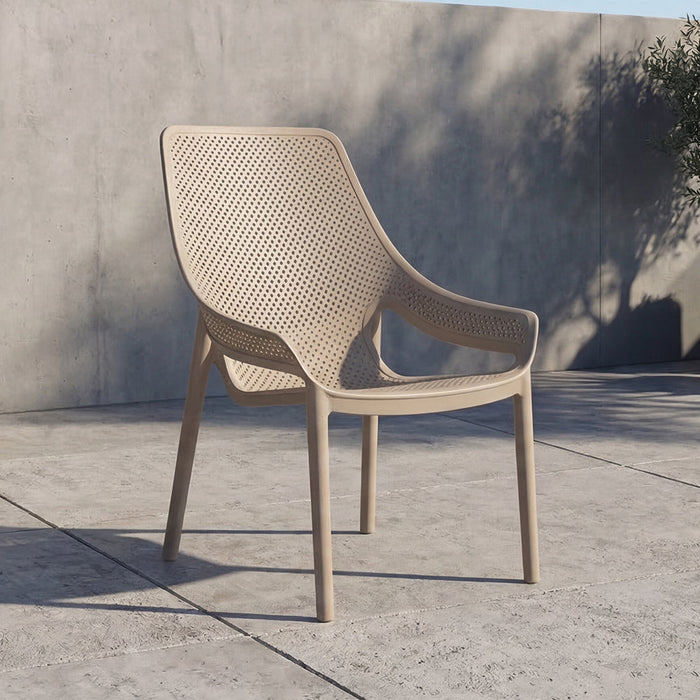 Silla Launge Ibiza, Taupe, con espaldar y reposa brazos