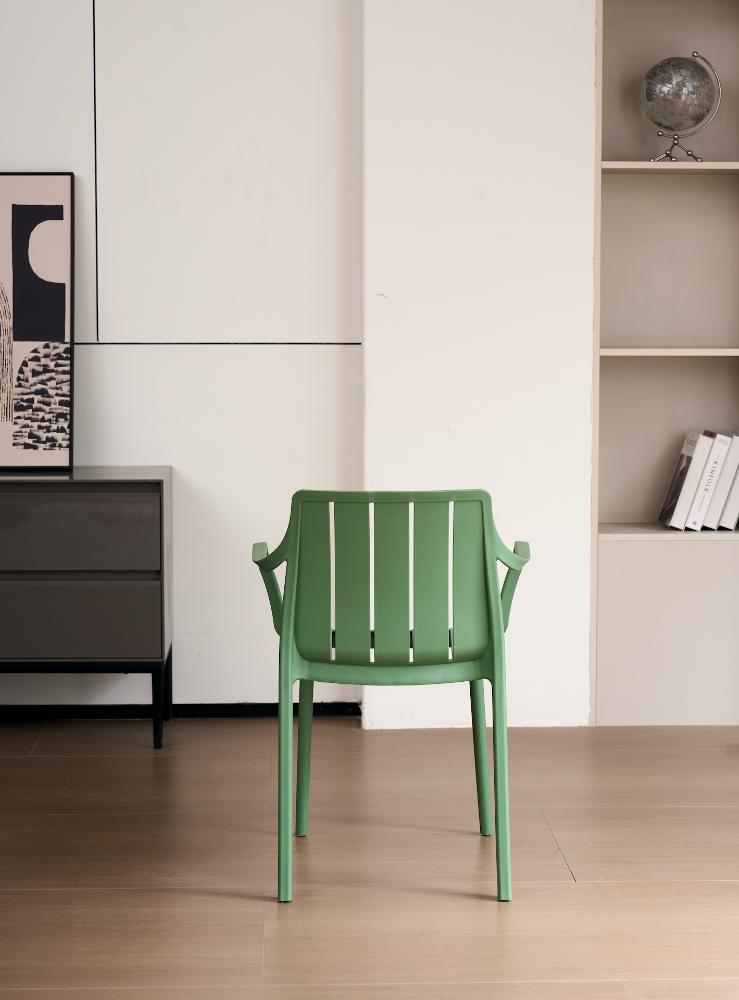 Silla Alice Con Brazos, Color Verde Olivo, Con espaldar y diseño minimalista