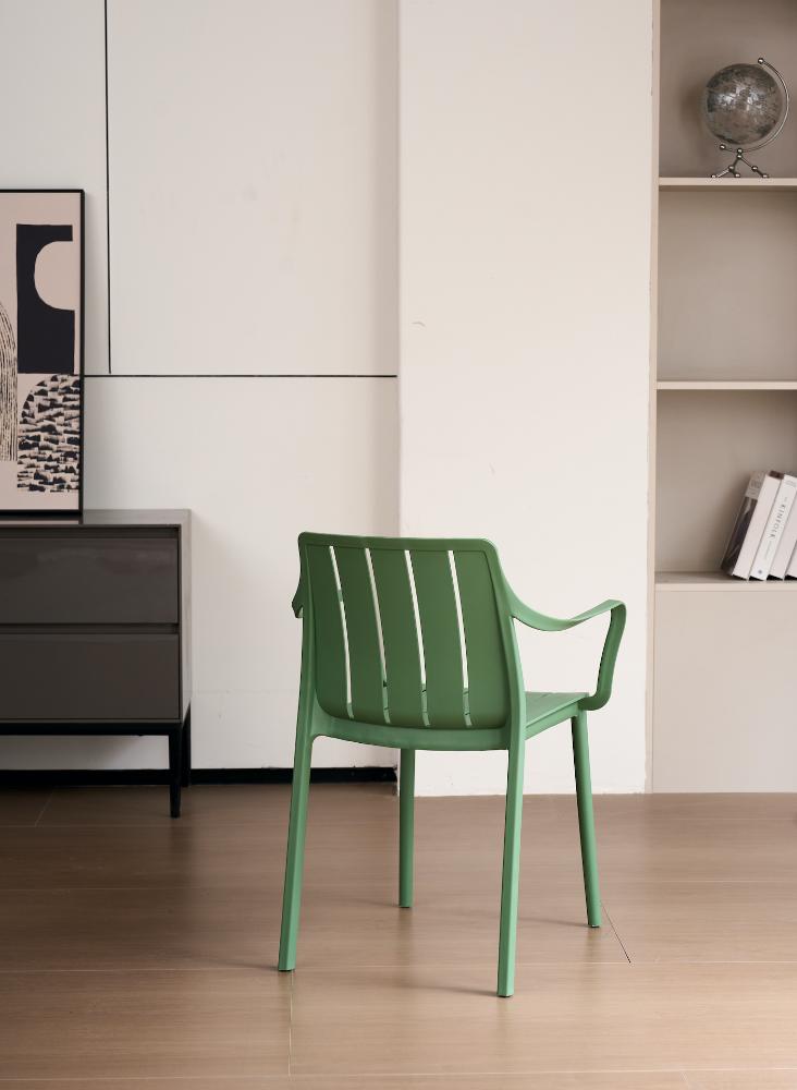 Silla Alice Con Brazos, Color Verde Olivo, Con espaldar y diseño minimalista