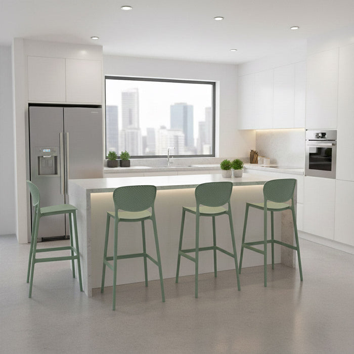 Silla para Bar Rio, Color Verde Olivo, Diseño Moderno