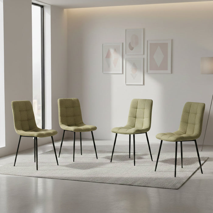 Set de 4 Sillas Flex, Color Verde, Con espaldar y diseño Moderno