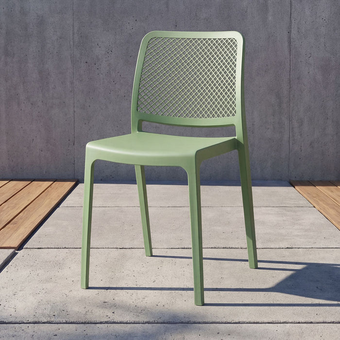 Silla Manhattan, Verde, Con espaldar en rejilla y diseño minimalista
