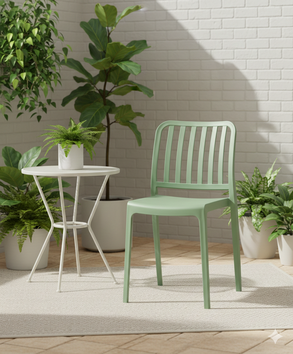 Silla Brooklyn, Verde, Con espaldar en rayas y diseño minimalista