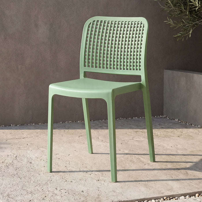 Silla Bronx, Verde, Con espaldar en cuadrados y diseño minimalista