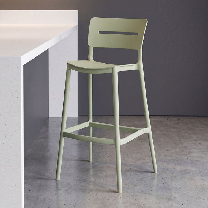 Silla para Bar Manila, Verde, Con espaldar rectangular y diseño moderno