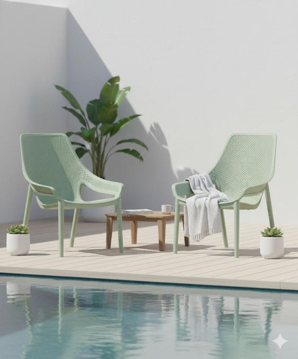 Silla Launge Ibiza, Verdematcha, con espaldar y reposa brazos