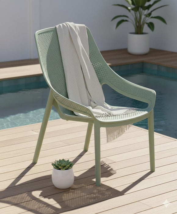 Silla Launge Ibiza, Verdematcha, con espaldar y reposa brazos