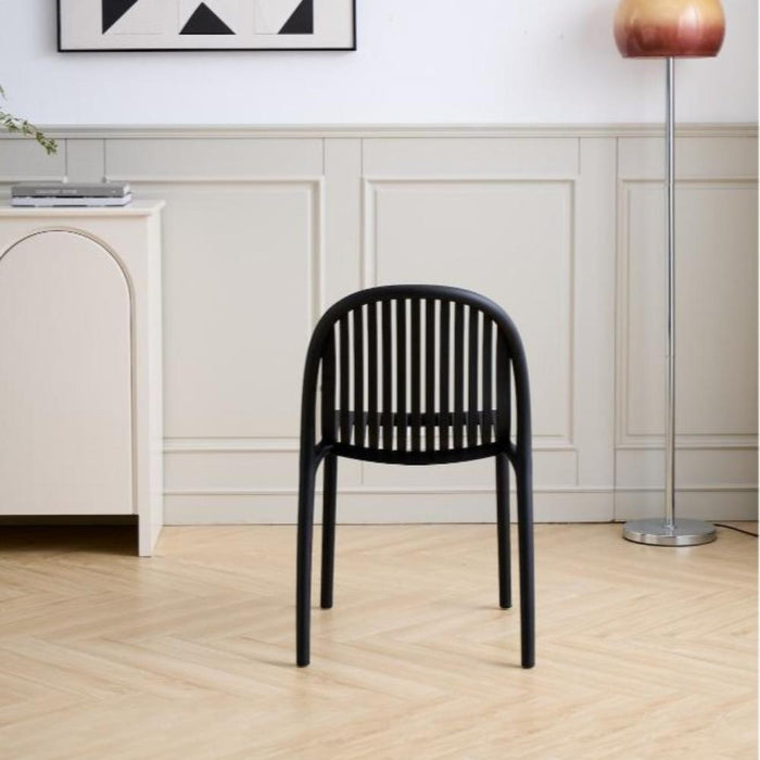 Silla Marruecos, Negro, con Espaldar en Rayas y Diseño Minimalista