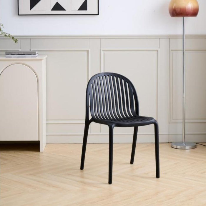 Silla Marruecos, Negro, con Espaldar en Rayas y Diseño Minimalista