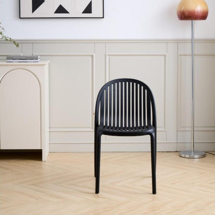 Silla Marruecos, Negro, con Espaldar en Rayas y Diseño Minimalista