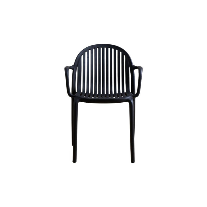 Silla Marruecos con Brazos, Negro, con Espaldar en Rayas y Diseño Minimalista