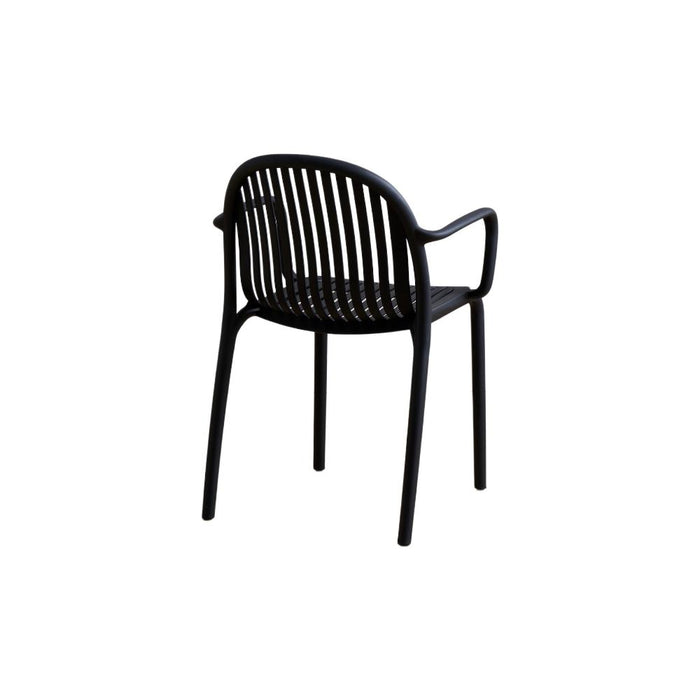 Silla Marruecos con Brazos, Negro, con Espaldar en Rayas y Diseño Minimalista